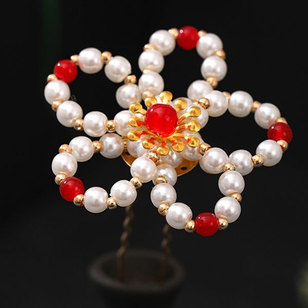 

клип forseven 2pcs урожай красных модного волос цветок шпилька имитация волосы перл палочка простого стиль аксессуары jl, Golden;silver