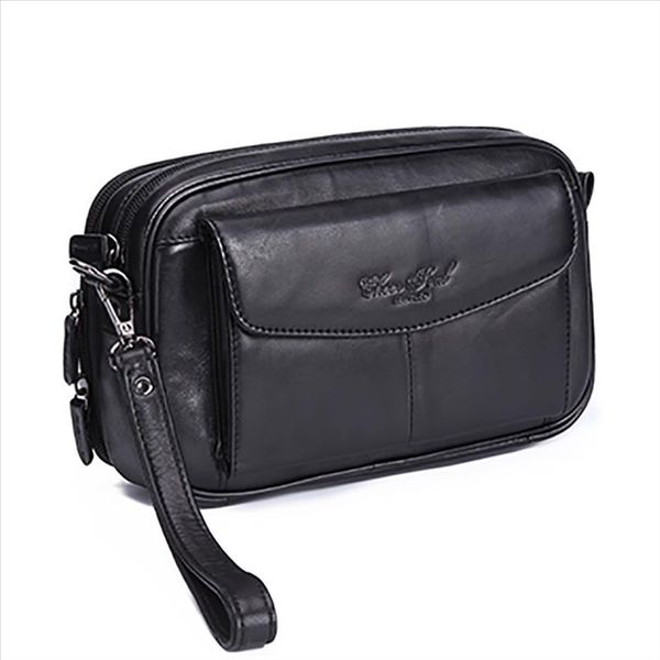 

genuine natural leather hand bag men casual long wallet purse 6.4 inch mobile cell phone male handy clutch bags new, Red;black