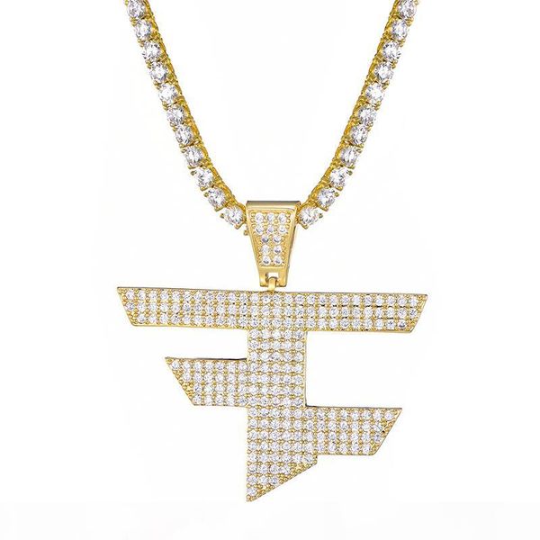 

faze clan pendant necklace men women hip hop gold silver color iced out cubic zircon jewelry necklace