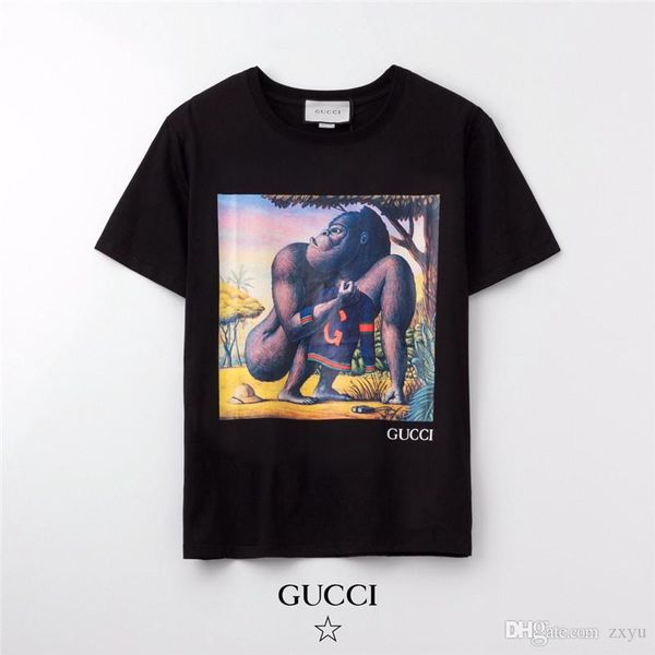 

spring summer short sleeve crew neck t-shirt new fashion animal cat print t-shirts mens designer t shirt men women casual street wear tees, Black;brown