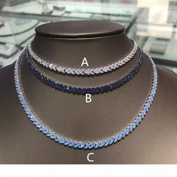 

women popular necklace white gold plated full cz necklace chain for girls women for party wedding nice gift, Silver