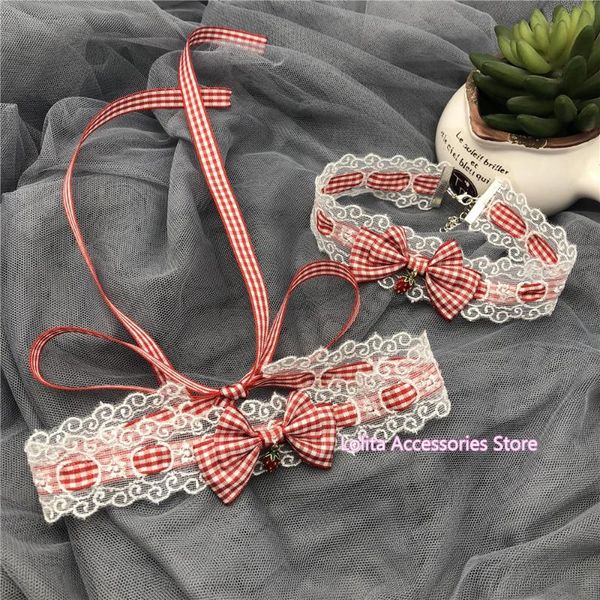 

sweet lolita not elastic lace bow plaid necklace collar vintage party princess neck ornament soft sister choker accessories, Silver