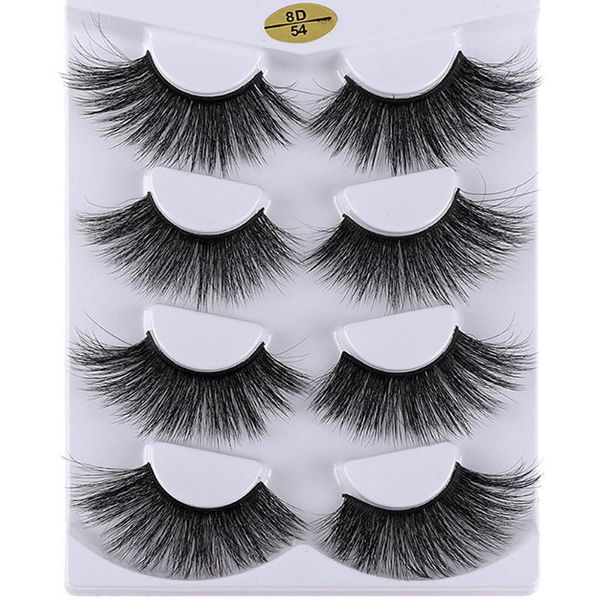 

false eyelashes 1/4 pairs 8d 25mm mink hair thick natrual long wispies fluffy eyelash handmade crulty-lashes makeup