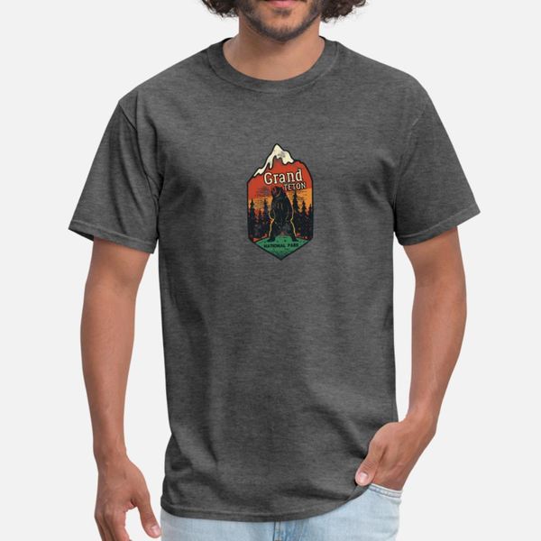 

grand teton national park badge emblem camping t shirt men designer tee shirt euro size s-3xl letters interesting summer style shirt
