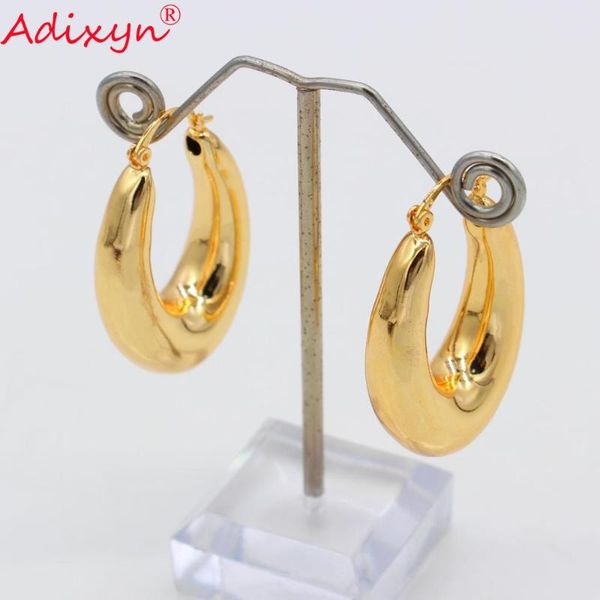 

hoop & huggie adixyn trendy smooth eariings for women rose color earring jewelry africa ethiopian party items n0808-3, Golden;silver