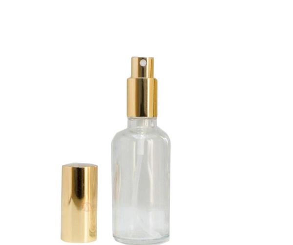 

clear glass spray bottles empty perfume bottle atomizer cosmetic perfume containers with gold lid