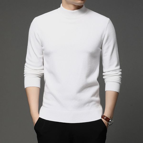 

2020 fall/winter new men's sweater turtleneck slim fashion solid color thickening warm base shirt gentleman casual men's brand, White;black