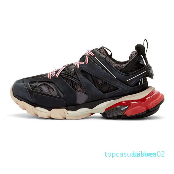 

designer casual shoe triple s track 3.0 brand grey orange yellow men women casual shoes platform sports sneakers trek mens trainers t02, Black
