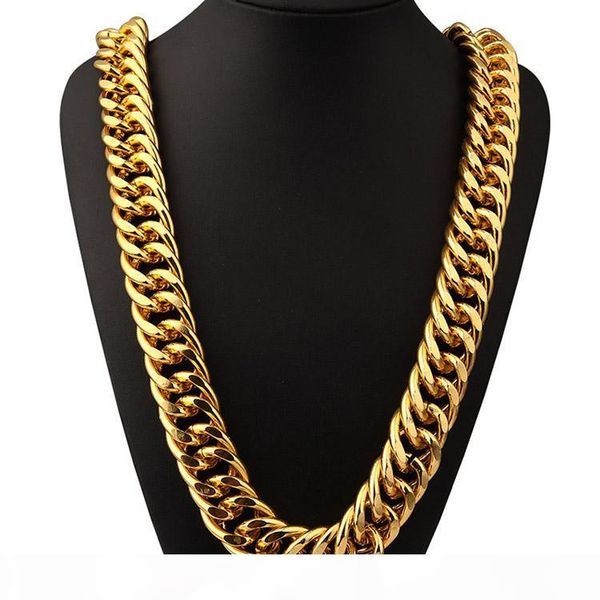 

aluminum 18k gold plated extra-coarse 2.6cm exaggerated long chains necklace hip hop jewelry hip hop singer street dance hipster men chains, Silver