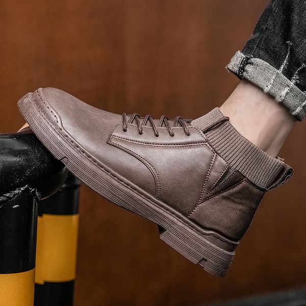 

fashion shoes men's casual shoes high sneakers men vulcanized platform sneakers men's masculinas, Black