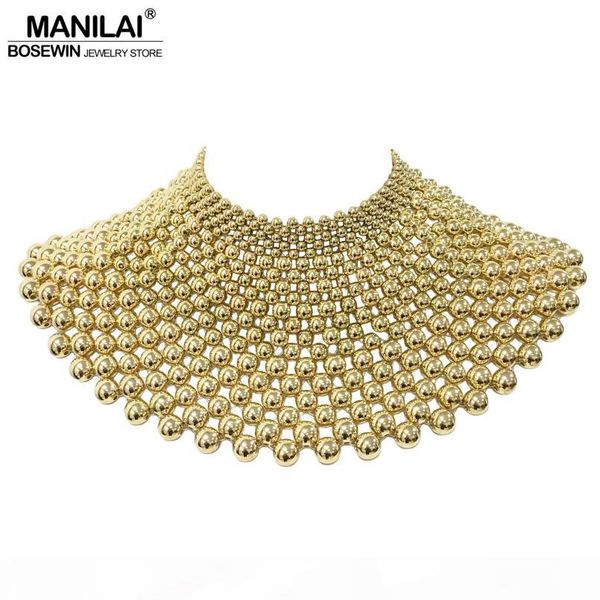 

wholesale brand indian jewelry handmade beaded statement necklaces for women collar beads choker maxi necklace wedding dress, Golden;silver