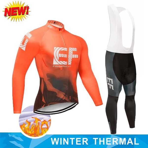 

2020 ef winter thermal fleece set cycling clothes men's jersey suit sport riding bike mtb clothing bib pants warm sets, Black;blue
