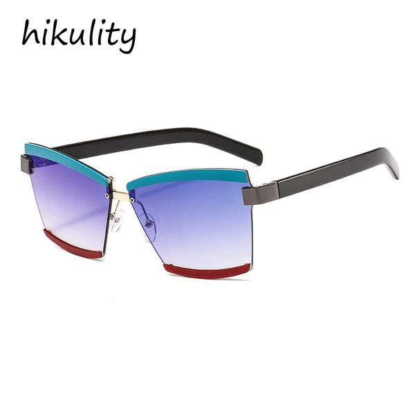 

2020 women sunglasses colorful stripe square rimless alloy sun glasses men vintage eyewear masculino, White;black