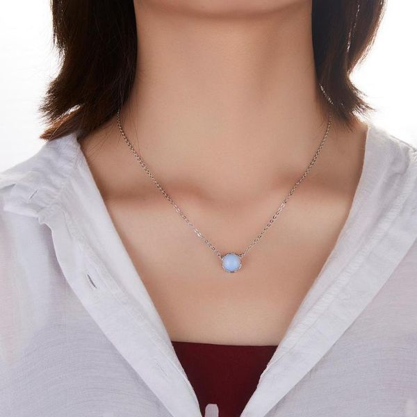 

vintage silver color clavicle chain necklace moon stone pendants female charms choker necklace women wedding party jewelry gift