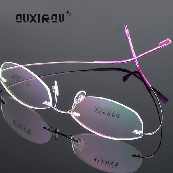 

memory titanium rimless eyeglasses frame women men lightweight flexible optical glasses frame oculos de grau glasses s131, Black