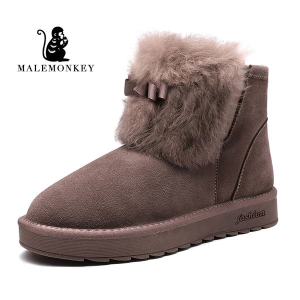 

4 colors women winter snow boots leather casual shoes ladies flats short plush casual snow boots flats, Black