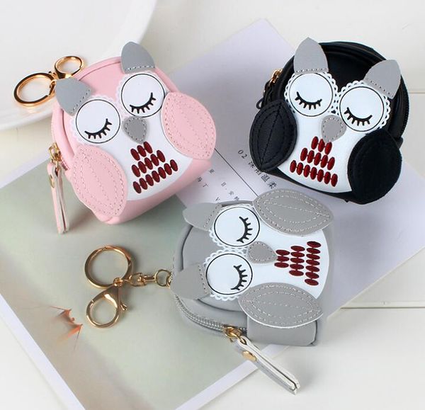 

dhl50pcs women pu owl shaped min zipper coin purses mix color, Red;black