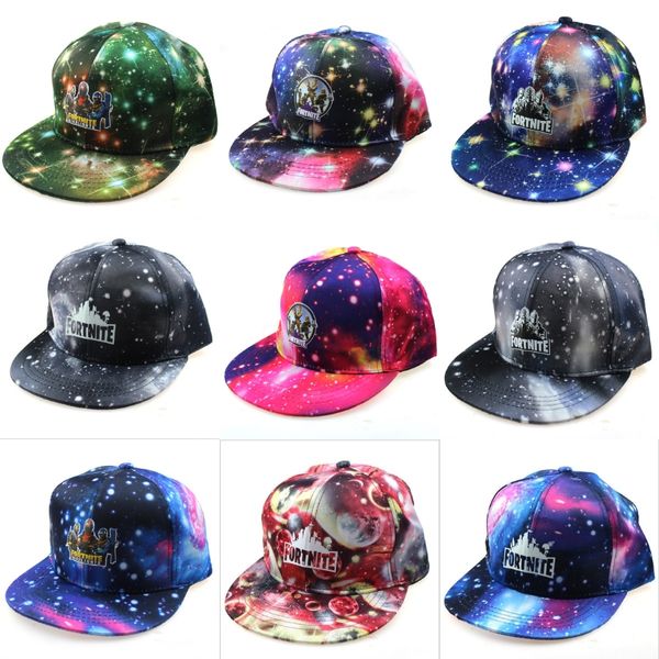 

wholesale- new fashion cross baseball printed cap for men women flat brim sports printed cap hip-hop bboy snap back printed caps fortnite#89, Blue;gray