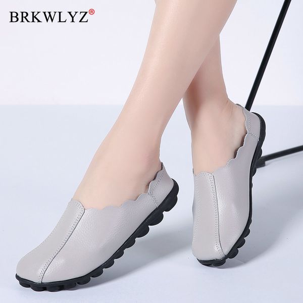 

2020 autumn women flats shoes women genuine leather shoes, Black