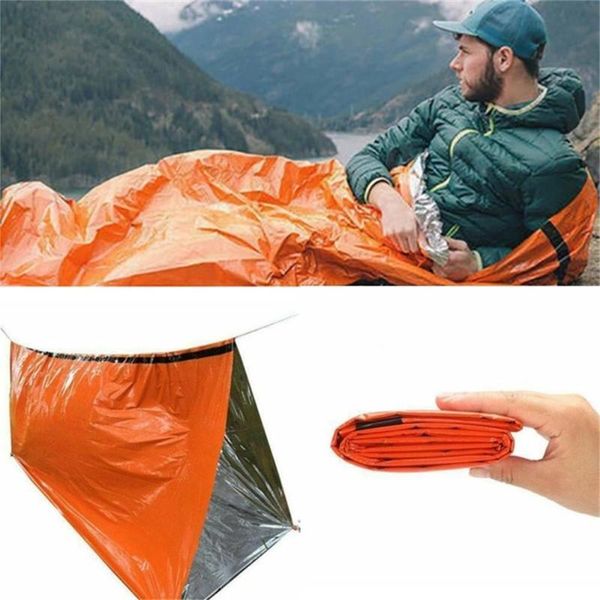 

windproof waterproof keep warm camp tool survival emergency sleeping bag insulation curtain reusable gadgets rescue blanket