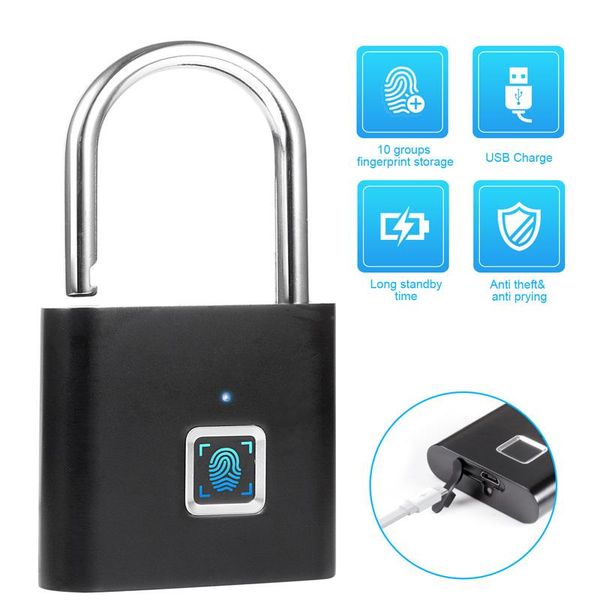 

cgjxskerui fingerprint lock smart padlock thumbprint door padlocks portable anti -theft fingerprint lock for bag drawer suitcase t200325