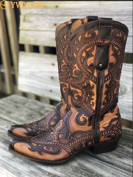 

2020 large size long tube women's boots autumn and winter embroidered new retro thin plus velvet rider boots women, Black