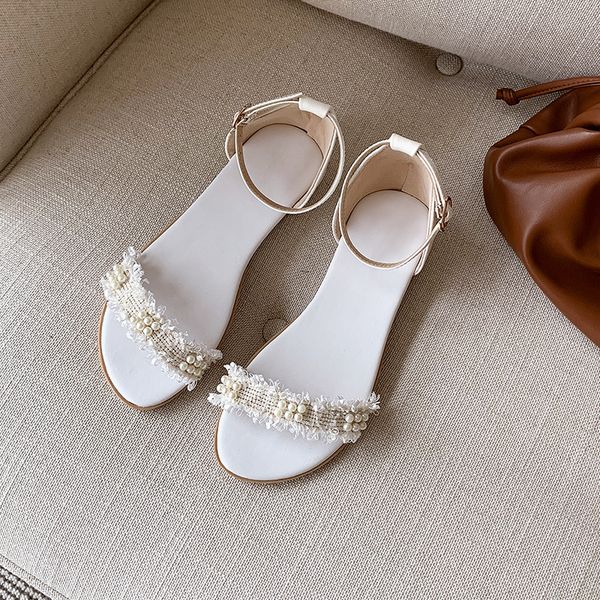 

plus size 34-46 new genuine leather sandals women shoes gun color white black fashion flat sandals ladies summer shoes