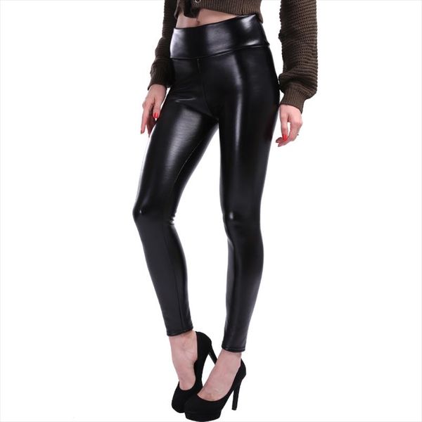 

women plus size leather leggings women high waist leggings stretch slim black legging fashion pu leather pants women