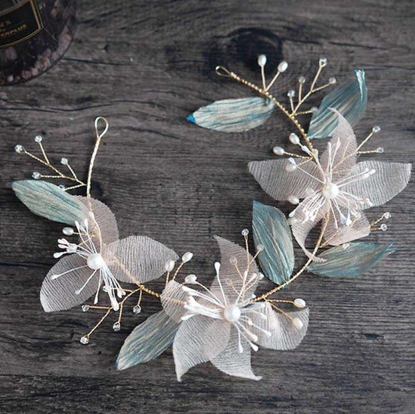 

fashion women hair accessories bohemian floral headband elegant female party wedding wreaths hair band ornaments flower headwear, Golden;silver