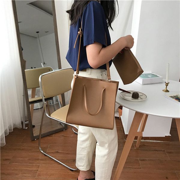 

2020 women messenger bags handbag set soft leather high capacity tote lady bucket bag casual shoulder messenger composite bag