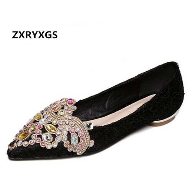 

2020 новые красочные классические заостренные плоские туфли женщина кружева бисером горный хрусталь обувь банкет свадебные женщины квартиры, Black