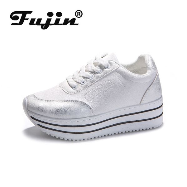 

fujin platform shoes 2020 women soft comfortable walking shoes sneakers chunky breathable spring autumn women 's whoes white, Black