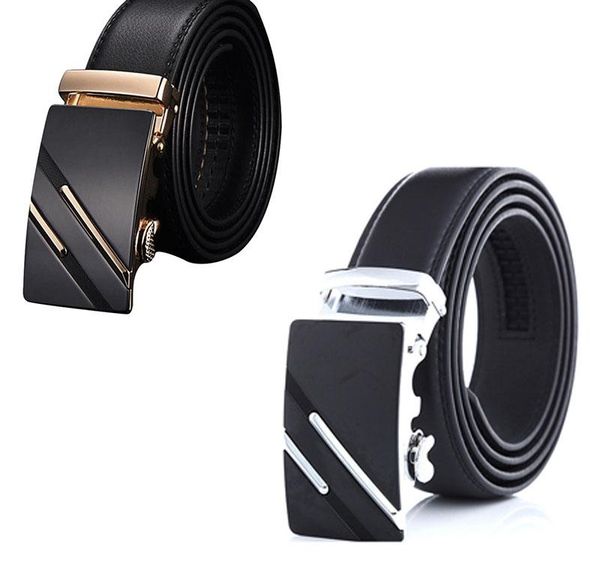

men s fashion leather automatic buckle waist strap belt waistband06, Black;brown