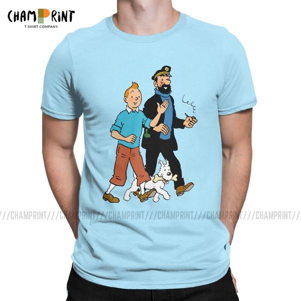 

men t-shirts tintin and captain haddock awesome cotton tee shirt the adventures of tintin t shirts crewneck clothes plus size