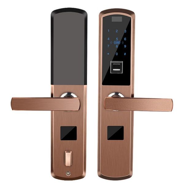 

straight smart fingerprint lock door lock electronic semi-automatic password lock access control slide glass card rechargeable lithium batte