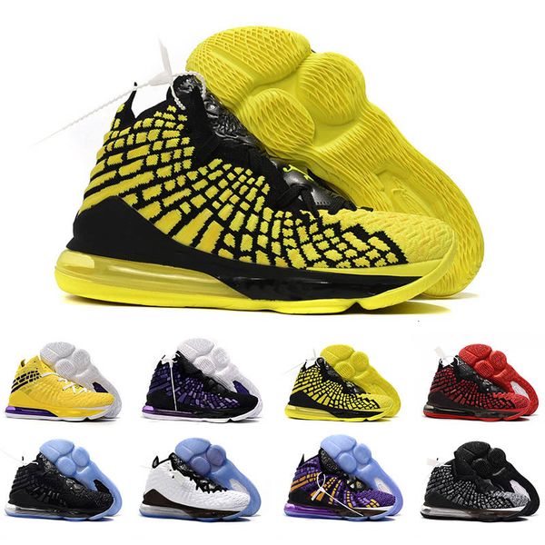 

2020 17s black yellow mens basketball shoes 17 red white purple bred knit breathable men sports trainers sneakers size 40-46