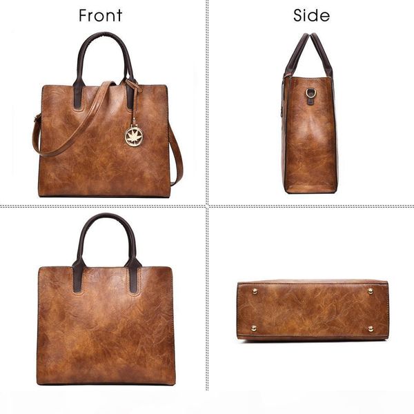

designer-ttou women pu leather handbag 3pcs set large tote bags ladies tassel shoulder bag fashion shoulder bag purse sac a main