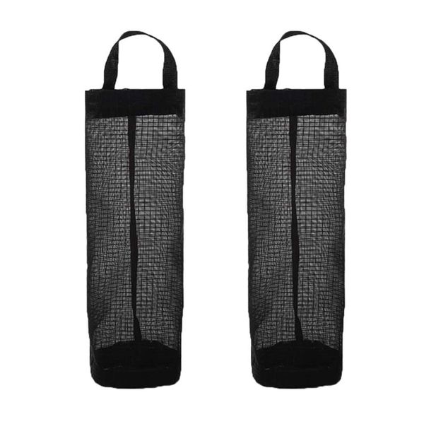 

2 packs plastic bag holder mesh hanging storage dispensers folding hanging storage bag trash bags holder organizer for home and