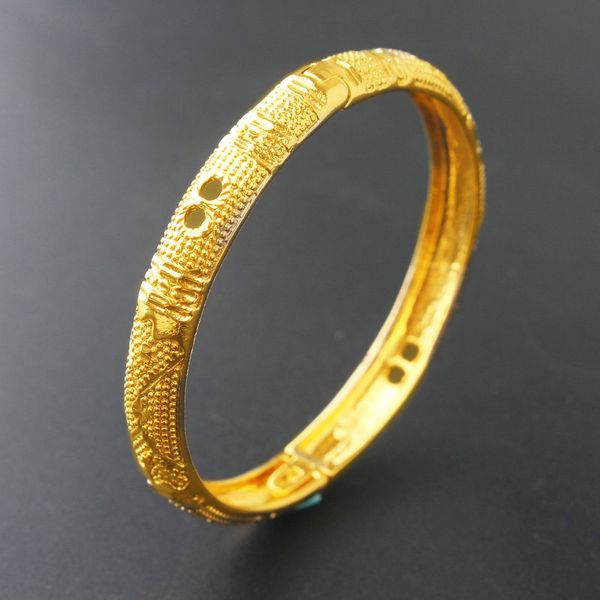 

24k gold color bangles for women gold color bracelets wedding party bridal jewelry accessories, Black