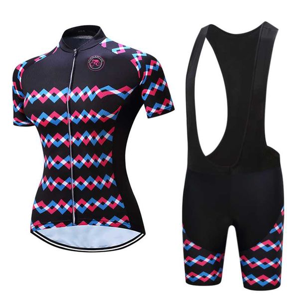 

racing sets women road cycling jersey kit 2021 summer pro bike bib shorts bicycle mtb clothing triathlon clothes suits maillot jumpsuit, Black;blue