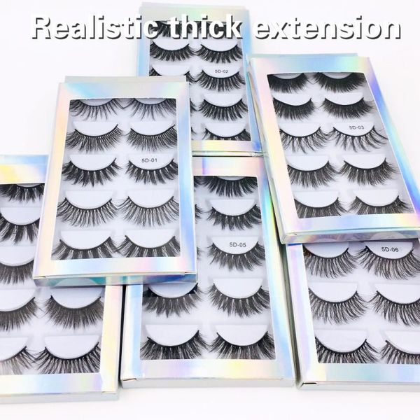 

false eyelashes 5pairs 6d artificial mink hair natural thick long handmade cross extension eyelash makeup tools