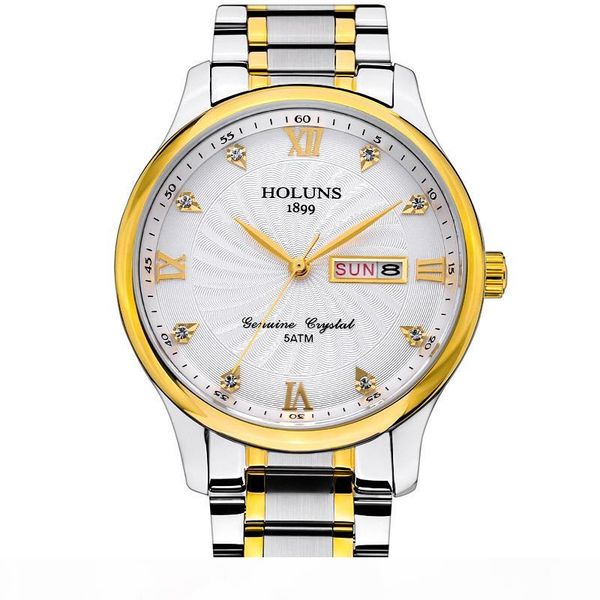 

reloj de lujo holuns mens watches luxury full stainless steel strap quartz mens watches casual simple male wristwatches montre de luxe, Slivery;brown