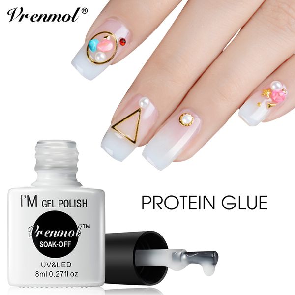 

nail gel vrenmol opal jelly lacquer clear milky white protein color polish uv soak off semic permanent varnish diy, Red;pink