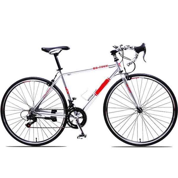 

aluminium alloy silver 30 speed bend road car 700c male and female student bicycle v brake road racing aluminium alloy road bike