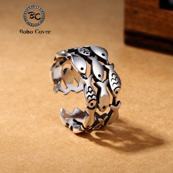 

bobo cover new silver plated fashion plant fish finger ring for women cute ring luxury jewelry bijoux friend gift, Golden;silver
