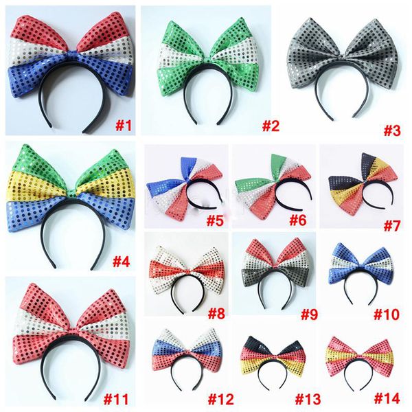 

headband big bow bowknot sequin fabric flag hoop united states hair stick