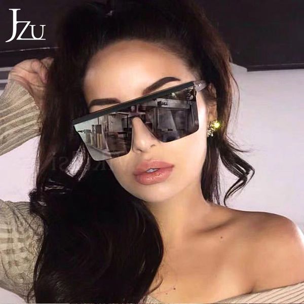 

jzu oversized women's sunglasses fashion sunglasses large frame windproof cool shade men flat driving mirror uv400, White;black