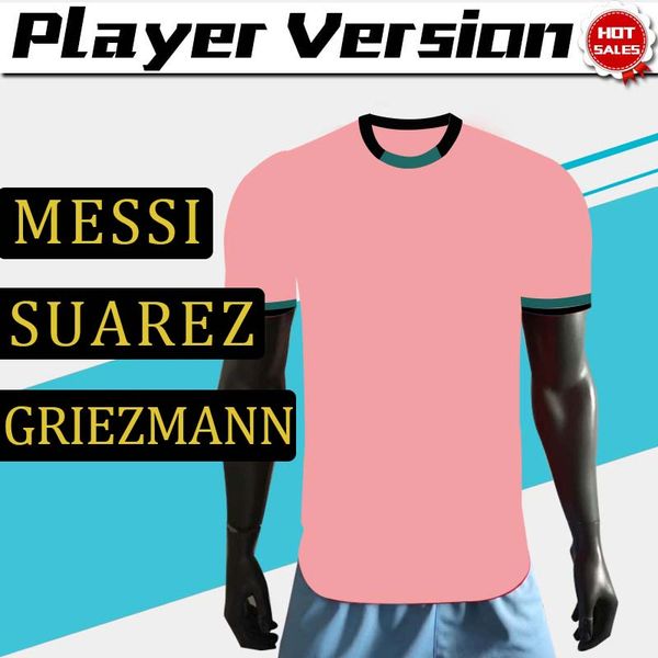 

2021 player version camise #10 messi #17 griezmann third soccer jersey 20/21 pink soccer shirt #21 f.de jong customized football uniforms, Black;yellow