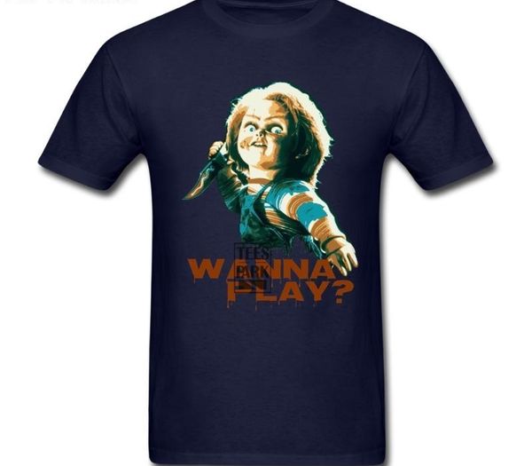 

horror movie child play chucky retro t shirts male crew neck short sleeve t-shirt popular teenage normal men's formal shirts, White;black
