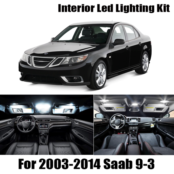 

for saab 9-3 2003-2011 2012 2013 2014 13pcs white car accessories canbus error led interior light reading light kit map